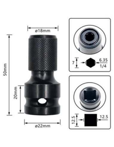 ADAPTADOR PARA LLAVES DE VASO DE IMPACTO DE 1/2 A 1/4 BLIM