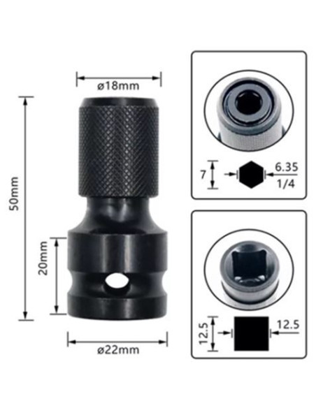 ADAPTADOR PARA LLAVES DE VASO DE IMPACTO DE 1/2 A 1/4 BLIM
