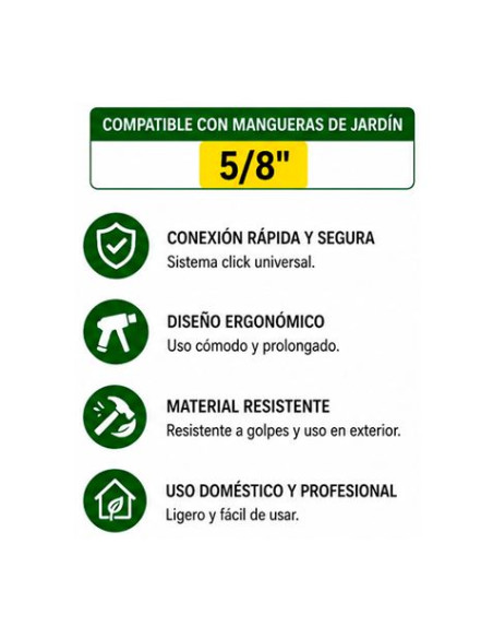 SET 4PCS BOQUILLA DE RIEGO + ADAPTADORES PARA MANGUERA 5/8\" SUNGARDEN