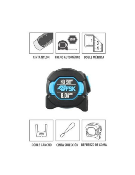 FLEXOMETRO SERIE HQ. 8MX25MM DOBLE CARA FONTASTOCK