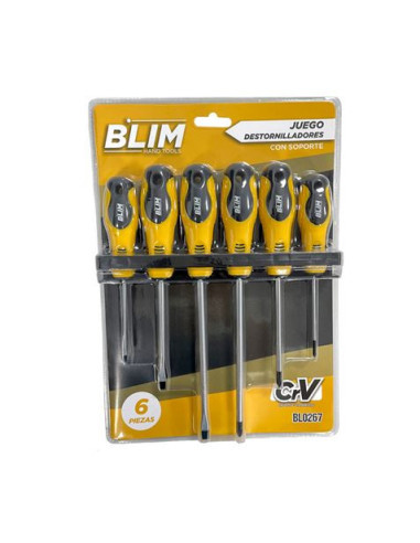 JUEGO 6 PIEZAS DESTORNILLADORES CON SOPORTE BLIM