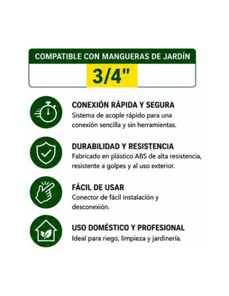 CONECTOR RAPIDO PARA MANGUERA 3/4\" SUNGARDEN