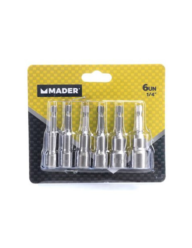 JUEGO DE 6 LLAVES DE VASOS MAGNÉTICO 1/4 MADER