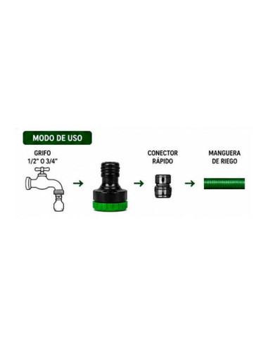 ADAPTADOR DE GRIFO 1\" - 3/4\" PARA RIEGO SUNGARDEN