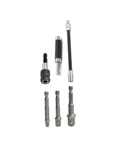 JUEGO 6 PCS ADAPTADORES LLAVE DE VASO + EXTENSIONES MADER