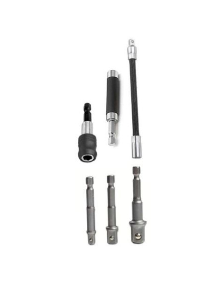 JUEGO 6 PCS ADAPTADORES LLAVE DE VASO + EXTENSIONES MADER