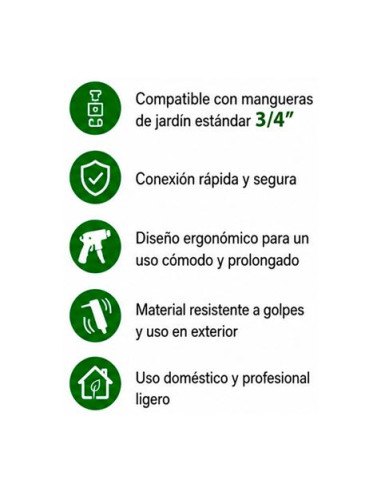 SET 4PCS BOQUILLA DE RIEGO + ADAPTADORES PARA MANGUERA 3/4\" SUNGARDEN
