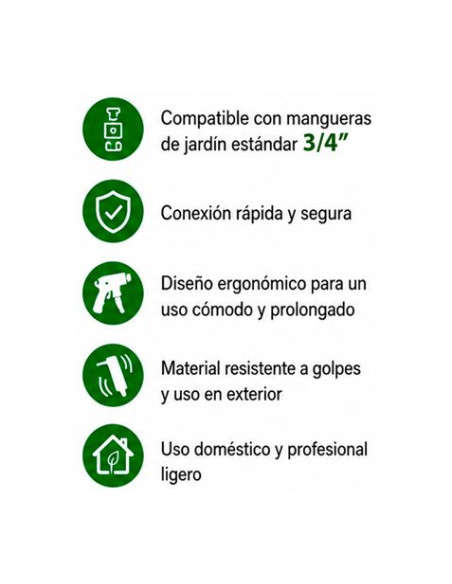 SET 4PCS BOQUILLA DE RIEGO + ADAPTADORES PARA MANGUERA 3/4\" SUNGARDEN