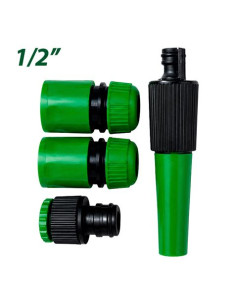 SET 4PCS BOQUILLA DE RIEGO + ADAPTADORES PARA MANGUERA 1/2\" SUNGARDEN 2