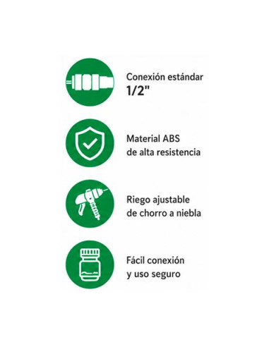 SET 4PCS BOQUILLA DE RIEGO + ADAPTADORES PARA MANGUERA 1/2\" SUNGARDEN