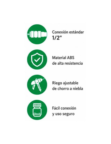 SET 4PCS BOQUILLA DE RIEGO + ADAPTADORES PARA MANGUERA 1/2\" SUNGARDEN