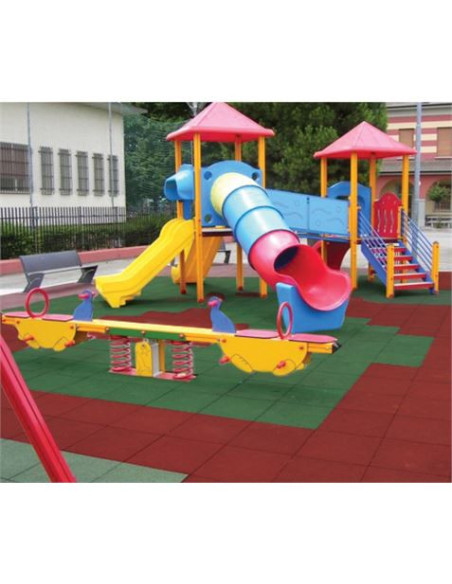 BALDOSA DE CAUCHO ANTITRAUMA 400X400X25MM COLOR LADRILLO ROJO ARTPLAST