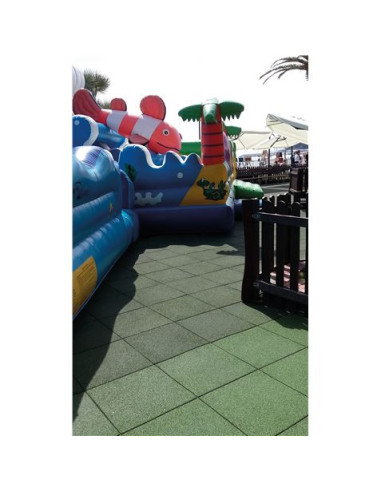 BALDOSA DE CAUCHO ANTITRAUMA 400X400X25MM COLOR VERDE ARTPLAST