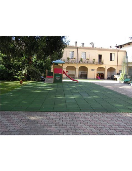 BALDOSA DE CAUCHO ANTITRAUMA 400X400X25MM COLOR VERDE ARTPLAST