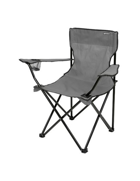 SILLA PLEGABLE DE CAMPING CON POSAVASOS GRIS SUNGARDEN