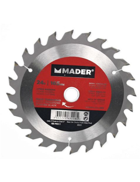 DISCOS CORTE MADERA PARA SIERRAS 165MM 24D MADER