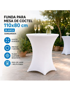 FUNDA PARA MESA DE COCTEL 110X80 BLANCA SUNGARDEN 2