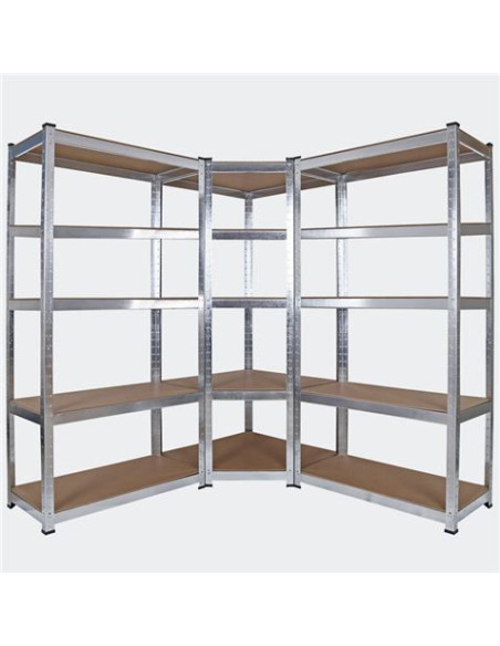ESTANTERIA METÁLICA ESQUINERA GALVANIZADA 5 BALDAS 180X90X40X90CM BLIM