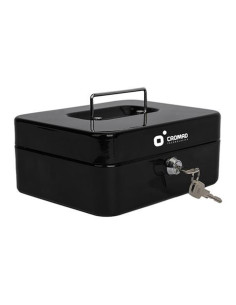 CAJA DE CAUDALES METÁLICA CON LLAVE 9X20X16CM 3 COMPARTIMENTOS CROMAD