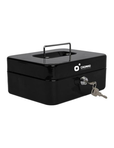 CAJA DE CAUDALES METÁLICA CON LLAVE 9X20X16CM 3 COMPARTIMENTOS CROMAD