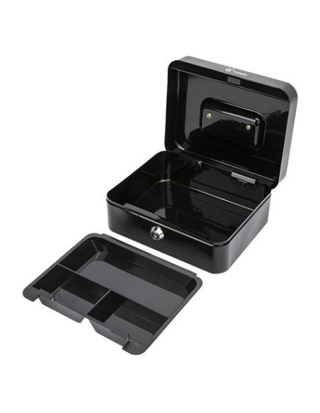 CAJA DE CAUDALES METÁLICA CON LLAVE 9X20X16CM 3 COMPARTIMENTOS CROMAD