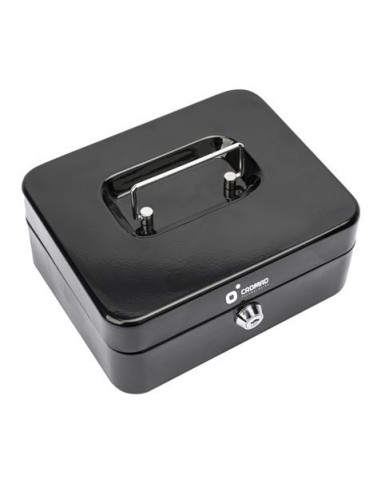 CAJA DE CAUDALES METÁLICA CON LLAVE 9X20X16CM 3 COMPARTIMENTOS CROMAD