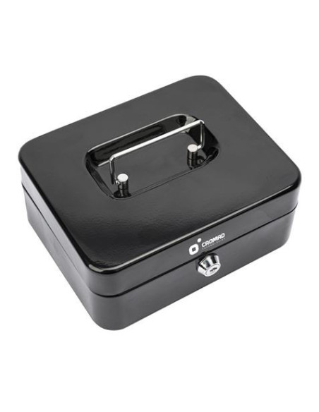 CAJA DE CAUDALES METÁLICA CON LLAVE 9X20X16CM 3 COMPARTIMENTOS CROMAD