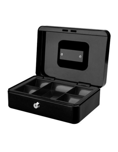 CAJA DE CAUDALES METÁLICA CON LLAVE 9X25X18CM 5 COMPARTIMENTOS CROMAD