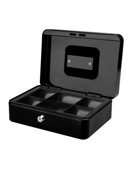 CAJA DE CAUDALES METÁLICA CON LLAVE 9X25X18CM 5 COMPARTIMENTOS CROMAD