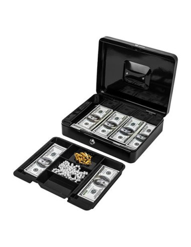 CAJA DE CAUDALES METÁLICA CON LLAVE 9X30X24CM 5 COMPARTIMENTOS CROMAD
