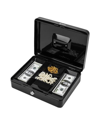 CAJA DE CAUDALES METÁLICA CON LLAVE 9X30X24CM 5 COMPARTIMENTOS CROMAD