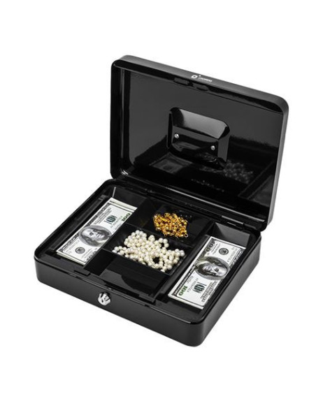 CAJA DE CAUDALES METÁLICA CON LLAVE 9X30X24CM 5 COMPARTIMENTOS CROMAD