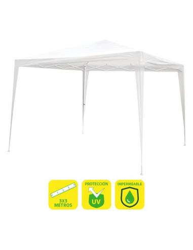 CARPA ACERO RAFIA 3X3 METROS BLANCA DESMONTABLE SUNGARDEN