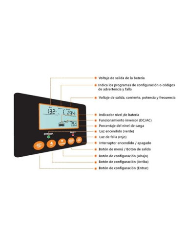 CONVERTIDOR DE CORRIENTE ONDA PURA CON PANTALLA LCD 1200W ELBAT