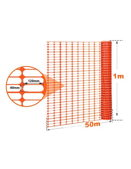 MALLA DE SEÑALIZACIÓN NARANJA 80GRS/M2 1X50 METROS SUNGARDEN