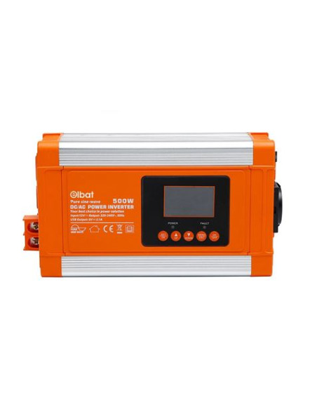 CONVERTIDOR DE CORRIENTE ONDA PURA CON PANTALLA LCD 500W ELBAT