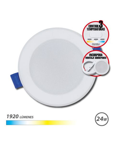 DOWNLIGHT CIRCULAR 24W | 1920LM SELECTOR 3 TEMPERATURAS + SOBREPARED ELBAT