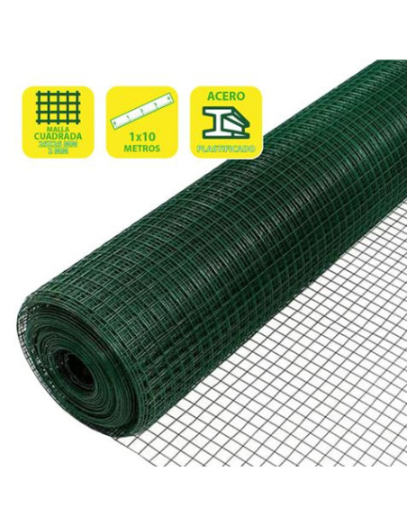 TELA METÁLICA PLASTIFICADA 25X25X2MM 1X10 METROS SUNGARDEN