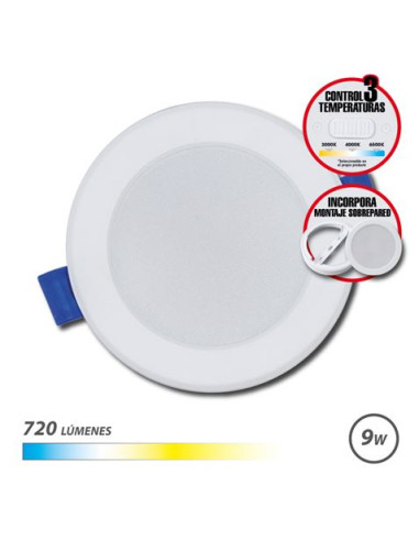 DOWNLIGHT CIRCULAR 9W | 720LM SELECTOR 3 TEMPERATURAS + SOBREPARED ELBAT