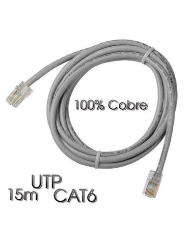 CABLE DE RED UTP CAT 6 15M GRIS CLARO 100% COBRE CROMAD