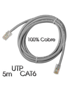 CABLE DE RED UTP CAT 6 5M GRIS CLARO 100% COBRE CROMAD