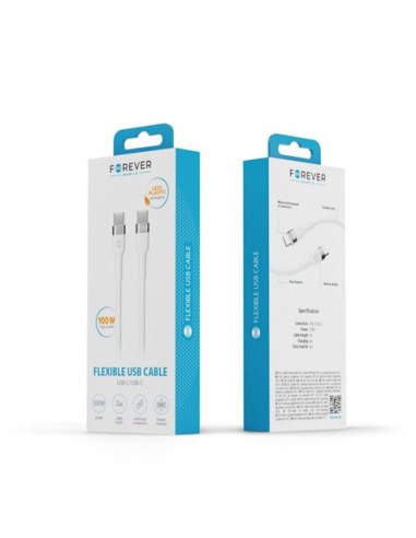 CABLE FLEXIBLE TIPO C A TIPO C 2M 100W FOREVER BLANCO