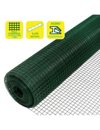 TELA METÁLICA PLASTIFICADA 12.7X12.7X1MM 1X10 METROS SUNGARDEN