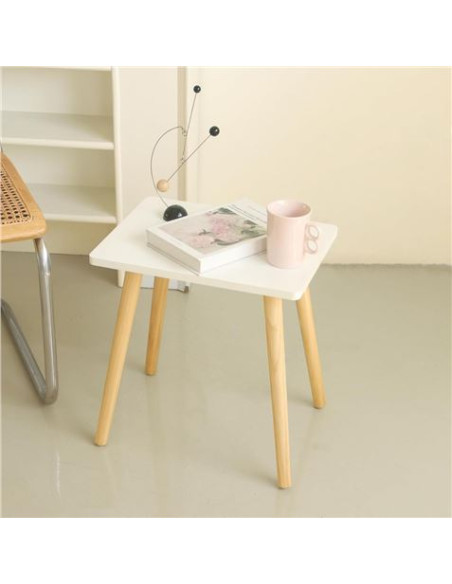 MESITA AUXILIAR MADERA BLANCA CUADRADA