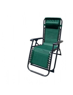 TUMBONA PLEGABLE VERDE DE ACERO CON COJIN CERVICAL 2
