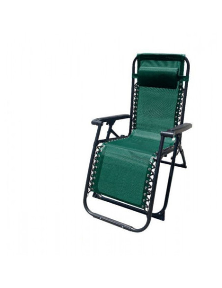 TUMBONA PLEGABLE VERDE DE ACERO CON COJIN CERVICAL