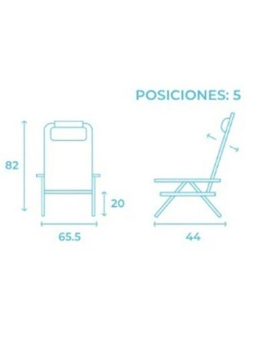 SILLA PLEGABLE 5 POSICIONES ALUMINIO 65.5X44X82CM CON COJÍN Y ASA