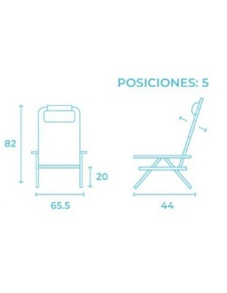 SILLA PLEGABLE 5 POSICIONES ALUMINIO 65.5X44X82CM CON COJÍN Y ASA