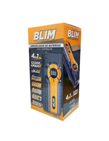 ARRANCADOR BATERIAS 4 EN 1 CON COMPRESOR 12.000 MAH BLIM