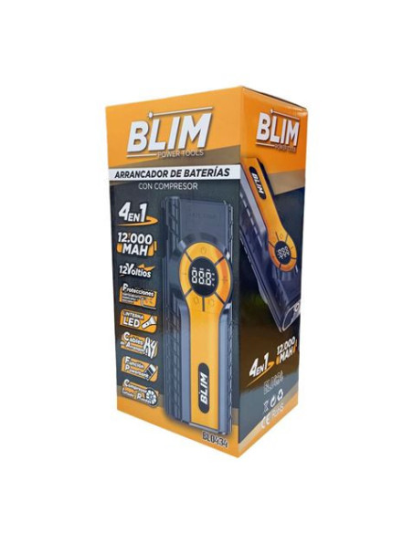 ARRANCADOR BATERIAS 4 EN 1 CON COMPRESOR 12.000 MAH BLIM